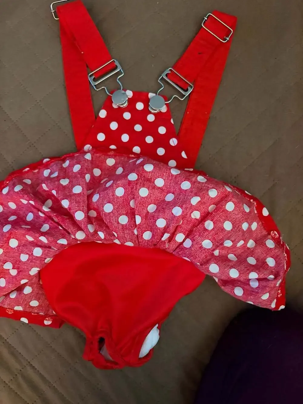 Minnie Mouse Dog Diaper Suspender Dress Size S Red Polka Dot